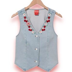 Strawberry Shortcake Floral Strawberry Women's Denim Vest